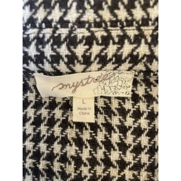 Mystree Wool Blend Houndstooth Shimmer Brown Cropped Boxy Jacket Sz L NWOT - Picture 6 of 8